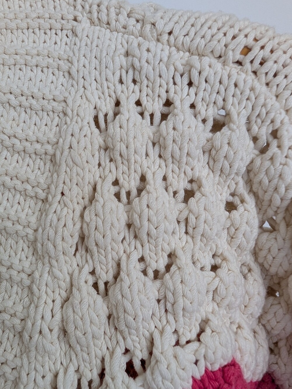 Zara Chunky Knit Colorblock Cardigan Cream Multicolor Size Medium - Picture 7 of 8